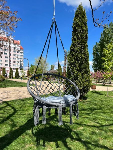 Плетёное подвесное кресло-качеля черный цвет  1-GB фото